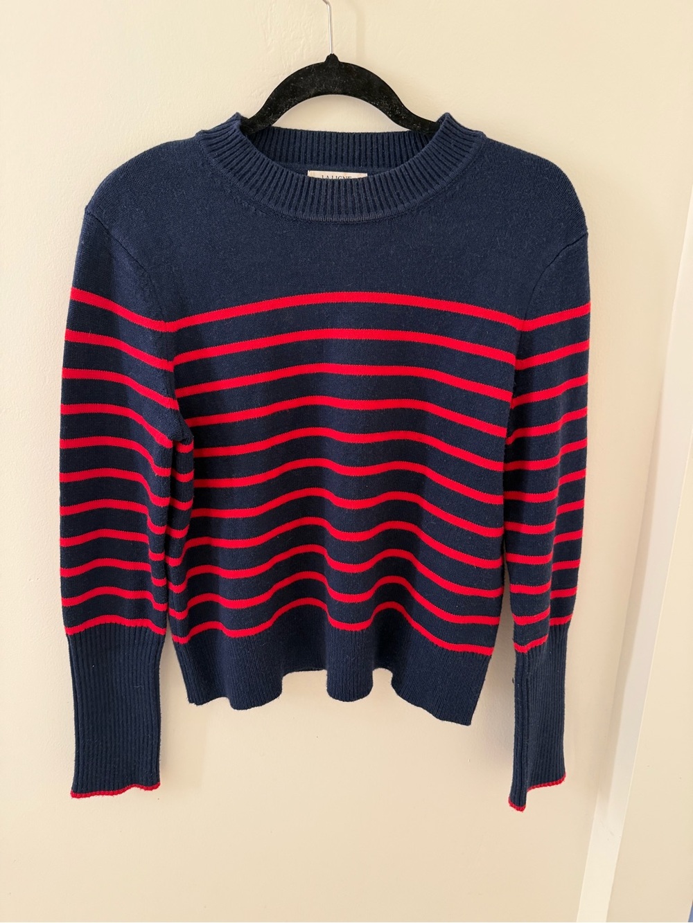 La Ligne Navy Ribbed Crewneck Pullover